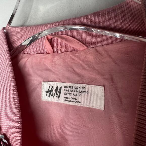 H&M Pink Sequin Bomber Jacket Girls Size 6-7 - Picture 7 of 9